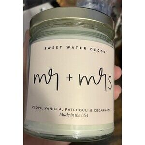 Sweet Water Decor Mr & Mrs | Clove| Cedar Wood | Vanilla | Candle Bridal Gift